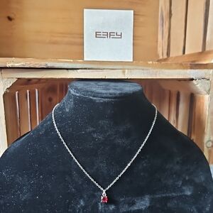 Effy Silver Necklace with Red Pendant